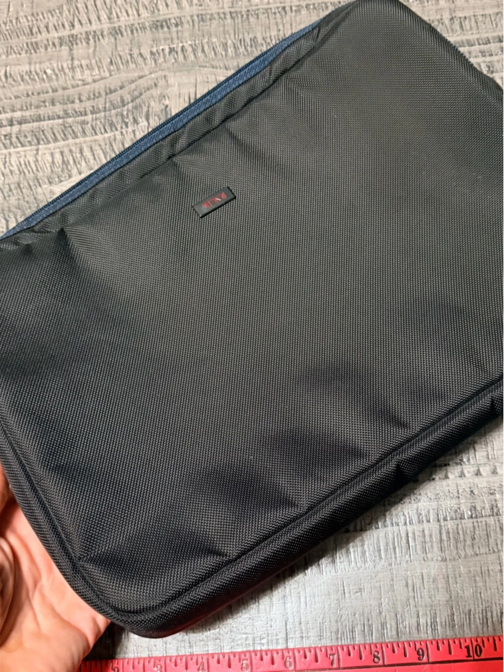 Tumi Black Computer Sleeve, Travel Organizer, Pouch Bag with Iconic Red Logo